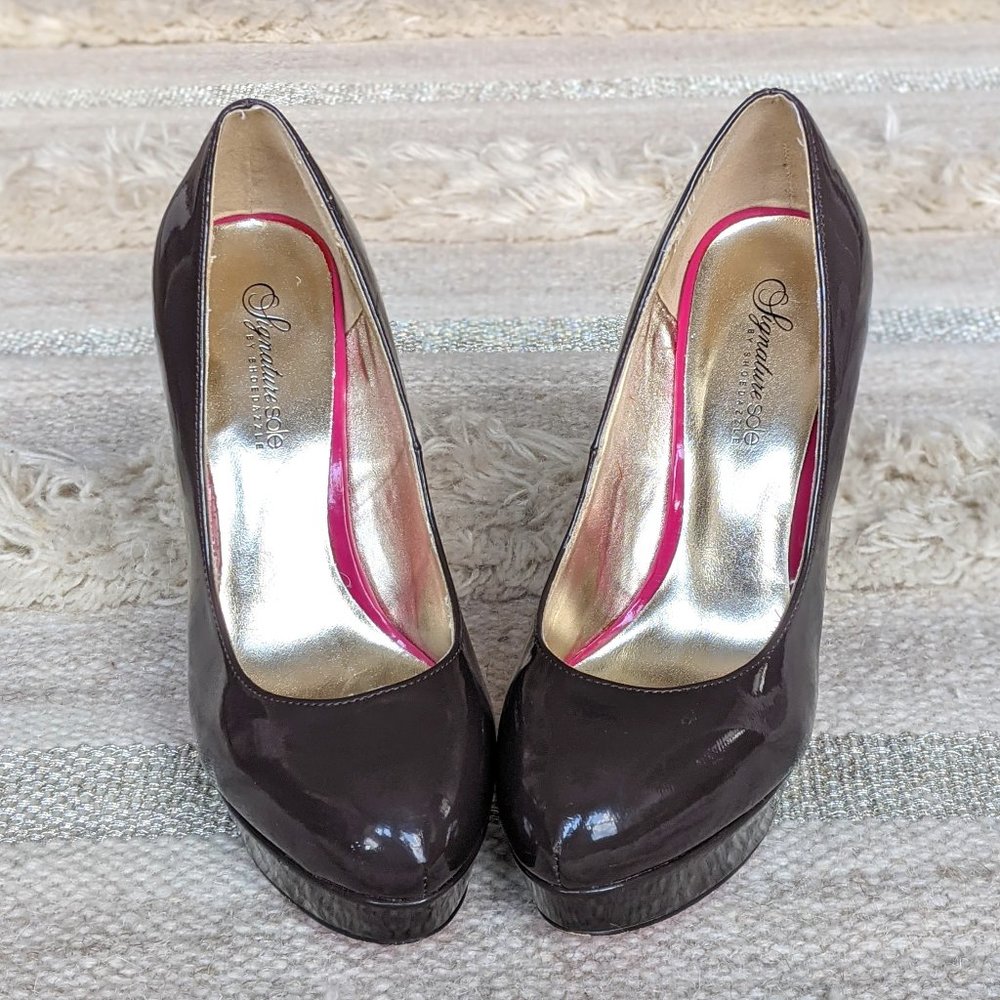 Signature Sole by Shoe Dazzle Brown/Pink Stilettos